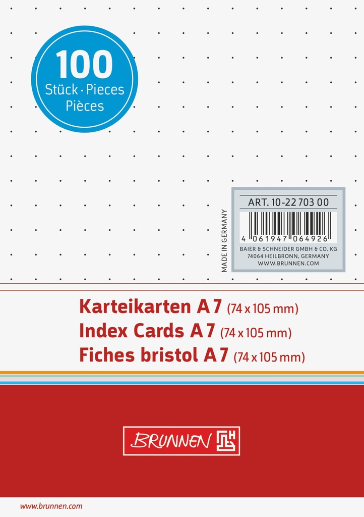 [4061947064926] Karteikarte A7 dot ws 100St