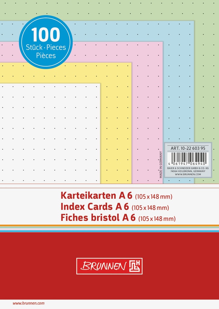 [4061947064940] Karteikarte A6 dot sort 100St