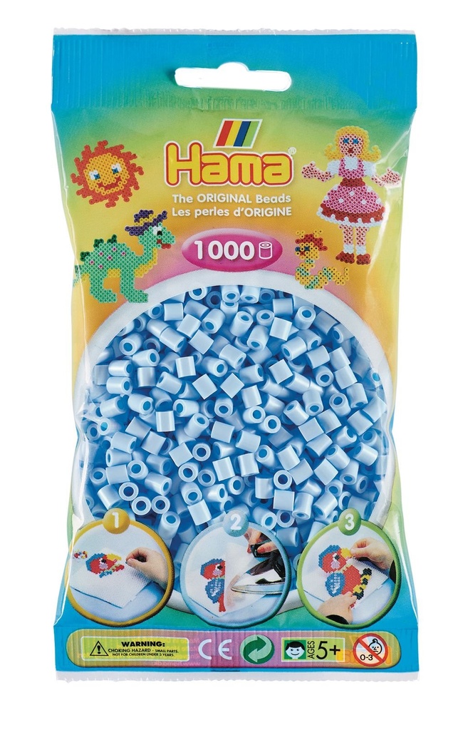 Perlenbtl. 1000 Stck. Pastell-Eisblau  
