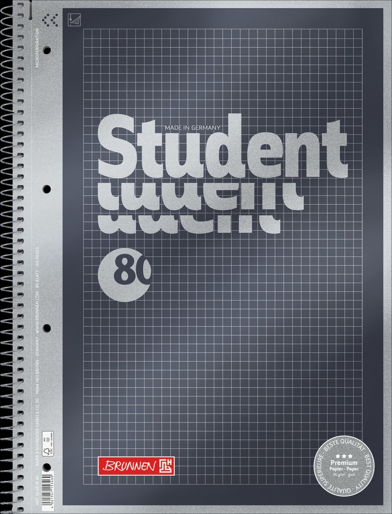 Collegeblock A4 kariert mit Rahmen Premium