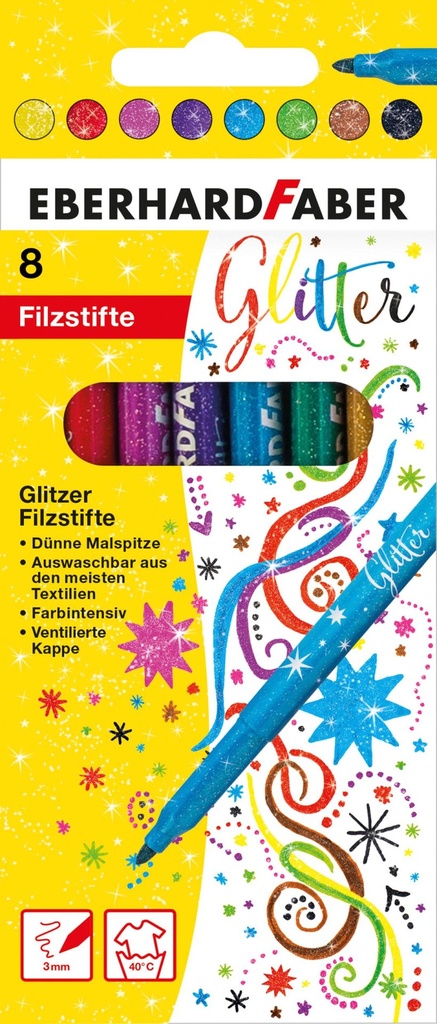 [4087205510080] Filzstifte Glitzer 8er Kartonetui
