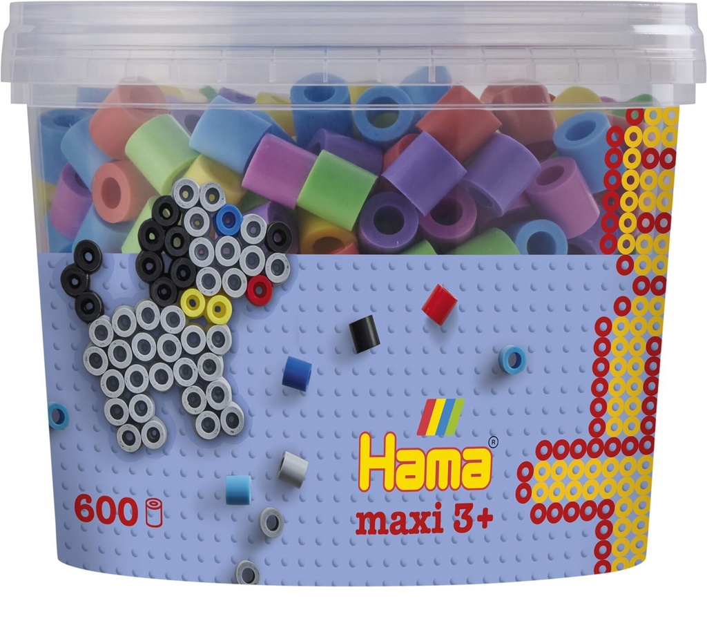Hama Bügelperlen maxi pastell Mix 600 Stück Dose