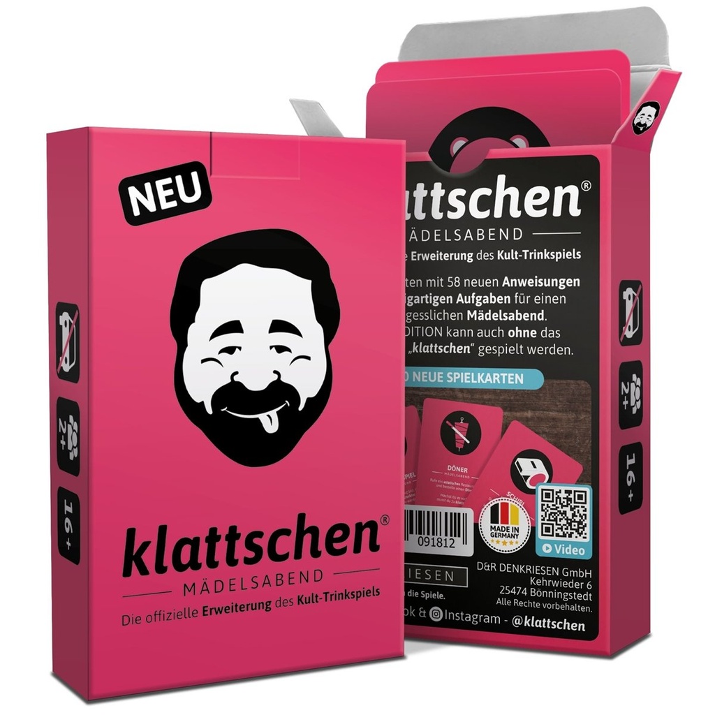 [4260528091812] DENKRIESEN - klattschen® - Mädelsabend - SPIELKARTENKARTON "Das wahrscheinlich beste Trinkspiel aller Zeiten"
