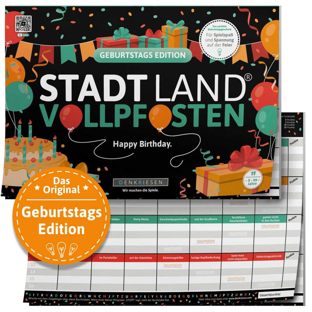 [4260528094691] DENKRIESEN - STADT LAND VOLLPFOSTEN® - GEBURTSTAGS EDITION - "Happy Birthday." - A4