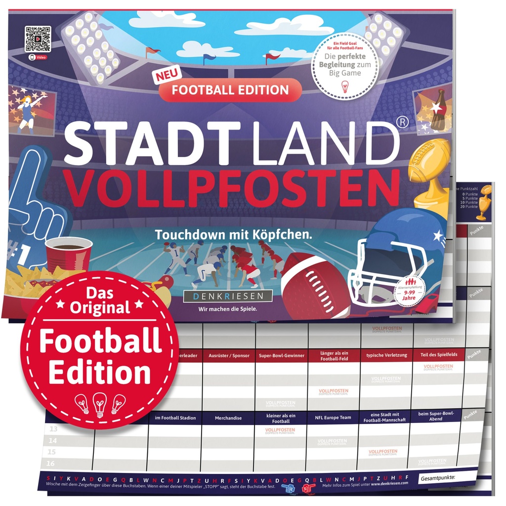 [4262494922688] DENKRIESEN - STADT LAND VOLLPFOSTEN® - FOOTBALL EDITION - "Touchdown mit Köpfchen." - A4