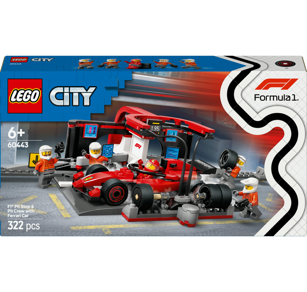 F1® Boxenstopp mit Boxencrew und Ferrari Flitzer