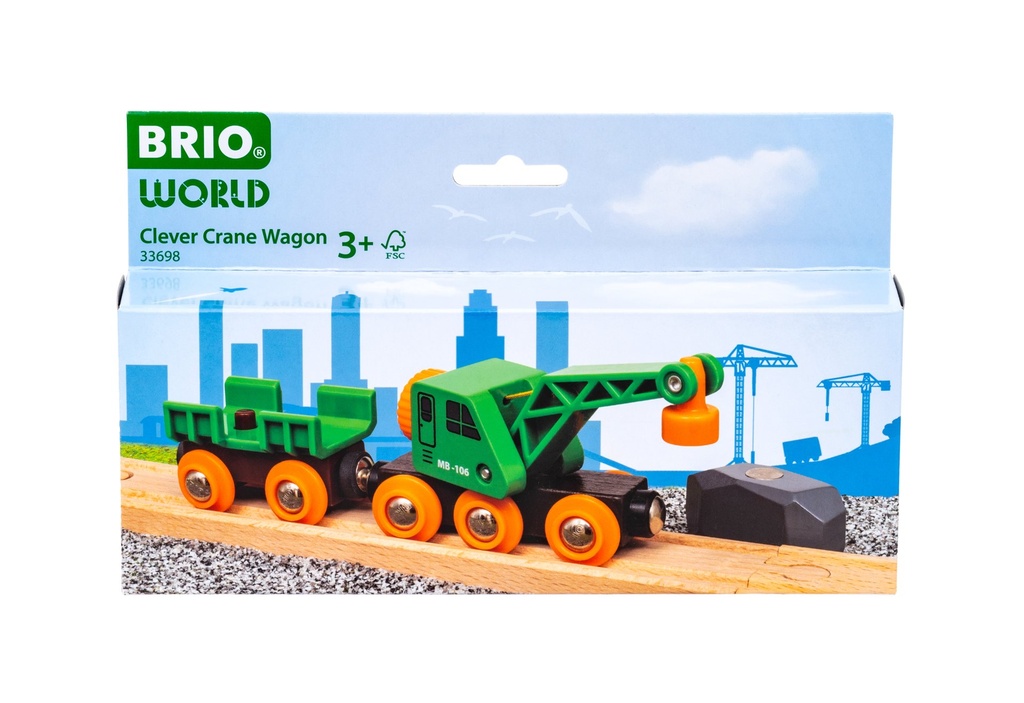 BRIO Grüner Kranwagen + Anhänge